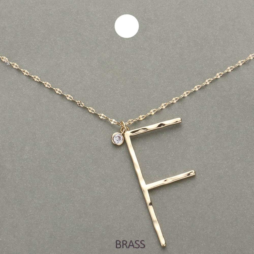 -F- Initial Monogram Brass Metal Pendant Necklace - Madeline Love - Flyclothing LLC