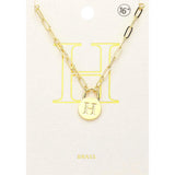 -H- Brass Metal Initial Monogram Lock Pendant Necklace - Madeline Love - Flyclothing LLC