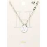 -H- Brass Metal Initial Monogram Lock Pendant Necklace - Madeline Love - Flyclothing LLC