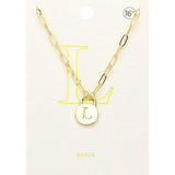 -L- Brass Metal Initial Monogram Lock Pendant Necklace - Madeline Love - Flyclothing LLC