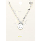 -L- Brass Metal Initial Monogram Lock Pendant Necklace - Madeline Love - Flyclothing LLC