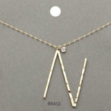 -N- Initial Monogram Brass Metal Pendant Necklace - Madeline Love - Flyclothing LLC