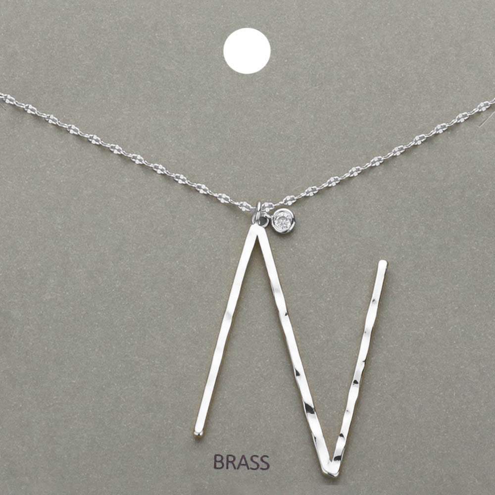 -N- Initial Monogram Brass Metal Pendant Necklace - Madeline Love - Flyclothing LLC
