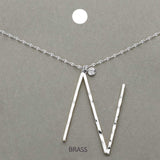 -N- Initial Monogram Brass Metal Pendant Necklace - Madeline Love - Flyclothing LLC