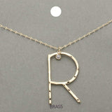 -R- Initial Monogram Brass Metal Pendant Necklace - Madeline Love - Flyclothing LLC