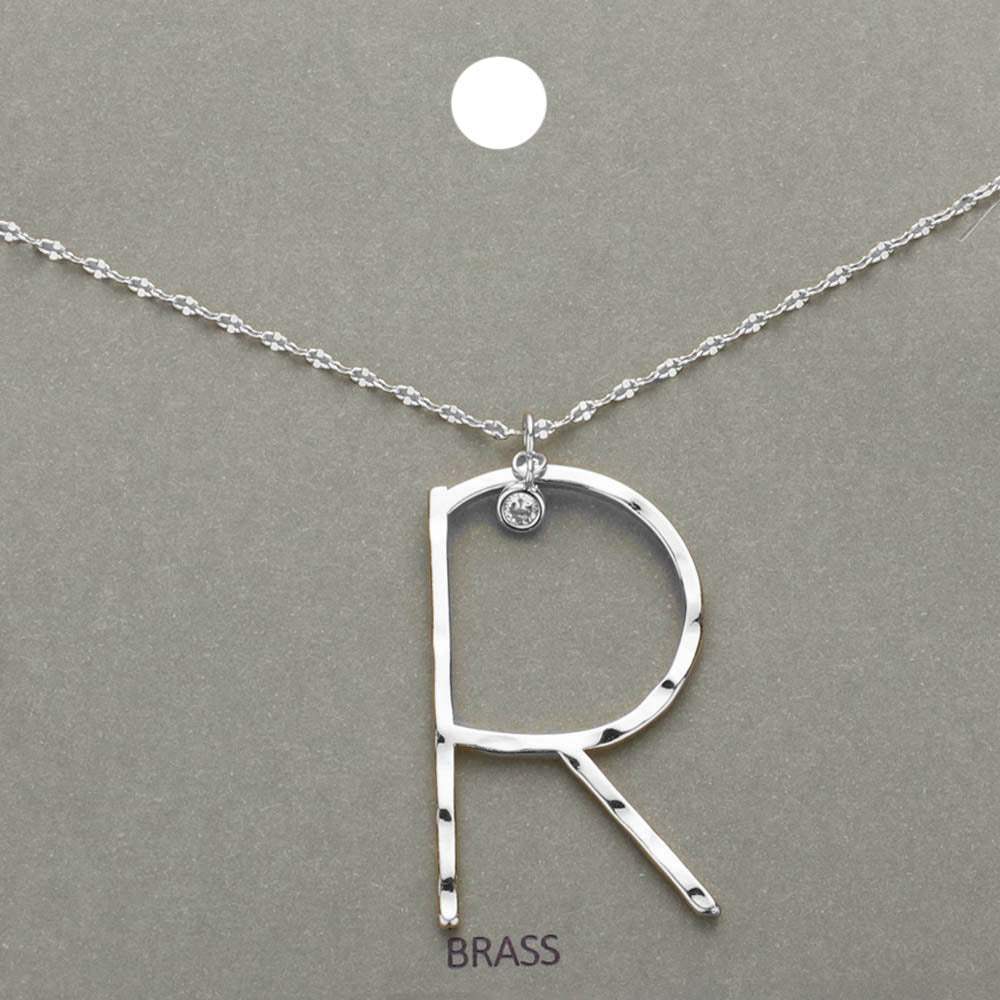 -R- Initial Monogram Brass Metal Pendant Necklace - Madeline Love - Flyclothing LLC