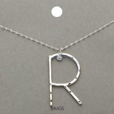 -R- Initial Monogram Brass Metal Pendant Necklace - Madeline Love - Flyclothing LLC