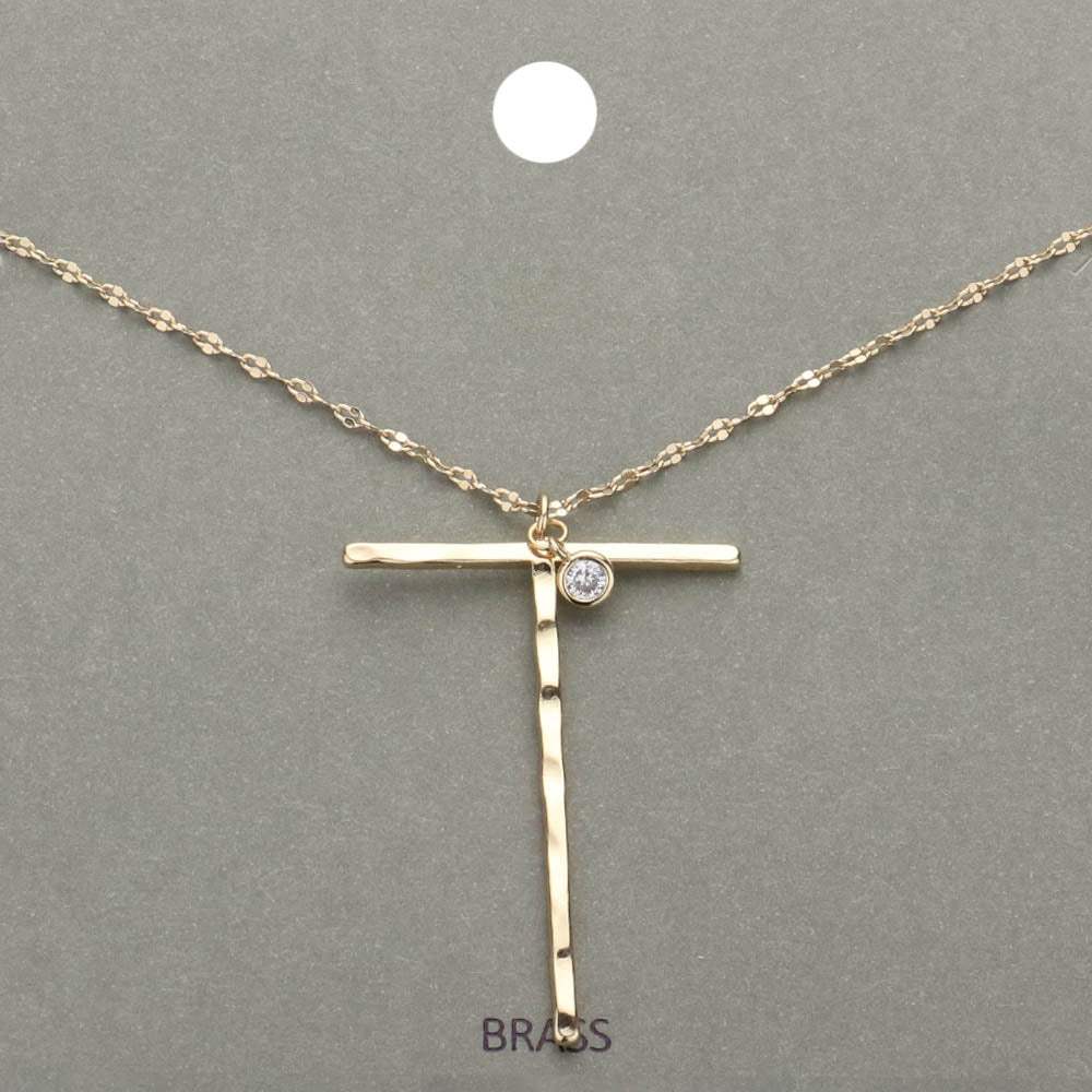 -T- Initial Monogram Brass Metal Pendant Necklace - Madeline Love - Flyclothing LLC