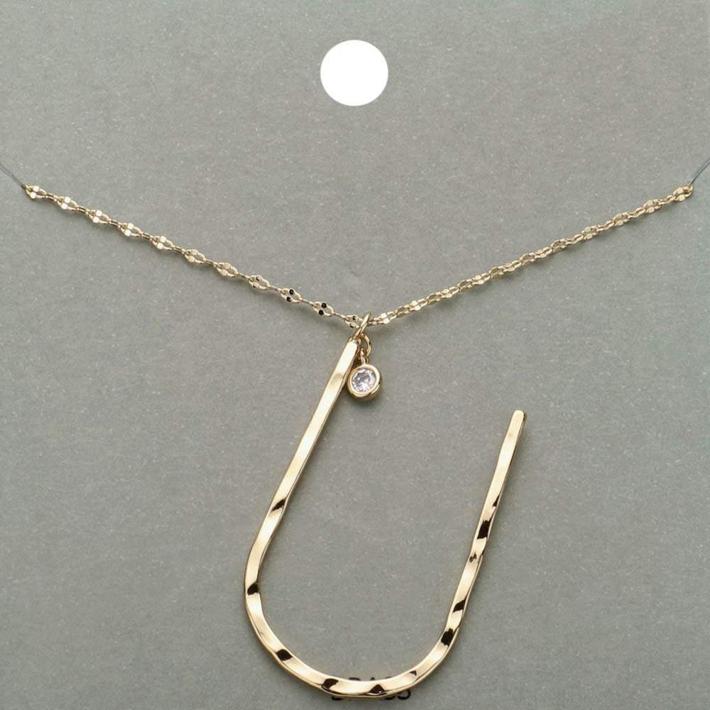 -U- Initial Monogram Brass Metal Pendant Necklace - Madeline Love - Flyclothing LLC
