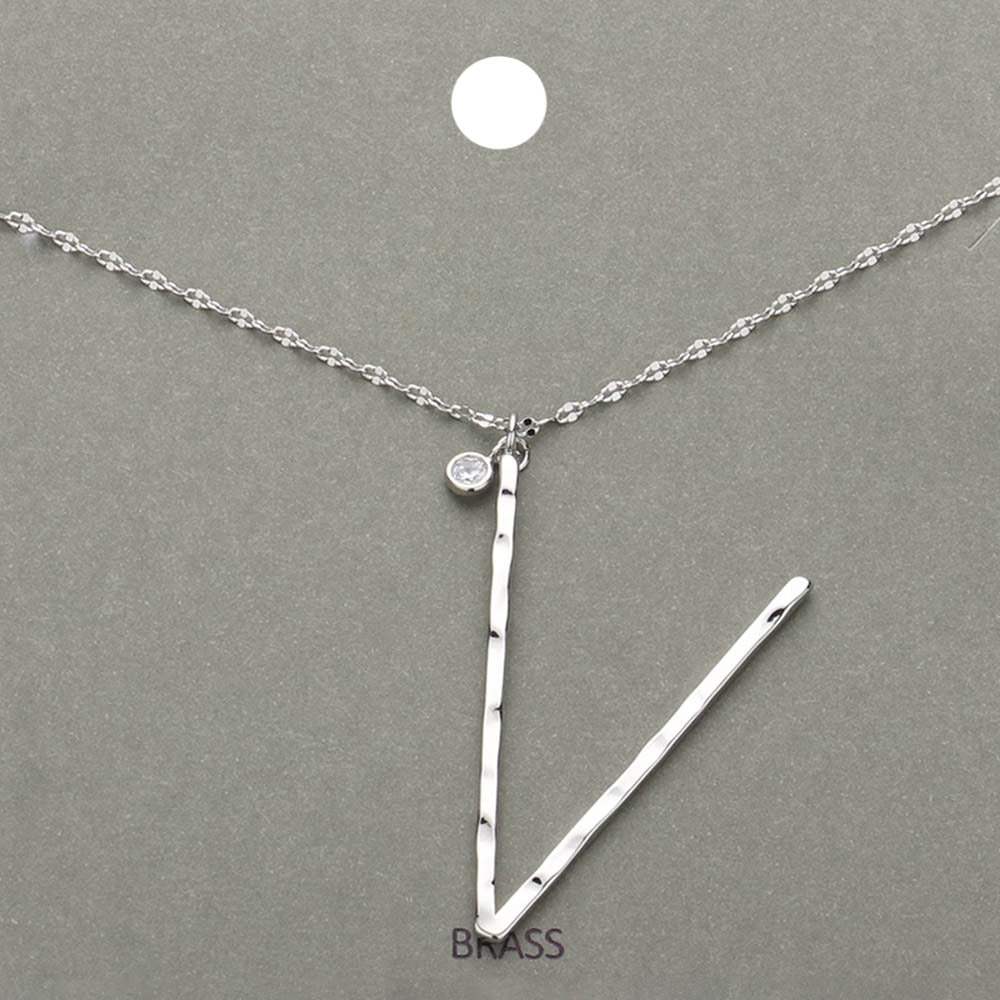 -V- Initial Monogram Brass Metal Pendant Necklace - Madeline Love - Flyclothing LLC