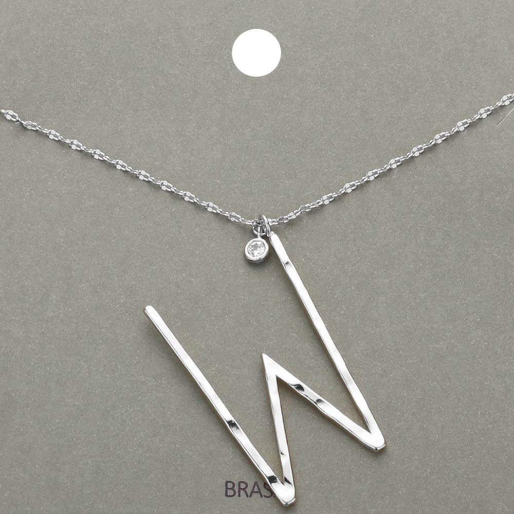 -W- Initial Monogram Brass Metal Pendant Necklace - Madeline Love - Flyclothing LLC
