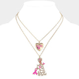 2PCS - Hope Message Heart Pink Ribbon Afrowoman Pendant Necklaces - Madeline Love - Flyclothing LLC