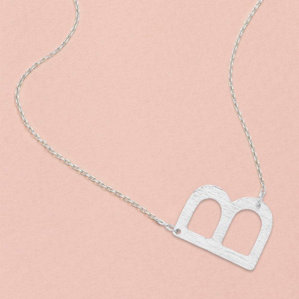 -B- White Gold Dipped Initial Monogram Pendant Necklace - Madeline Love - Flyclothing LLC