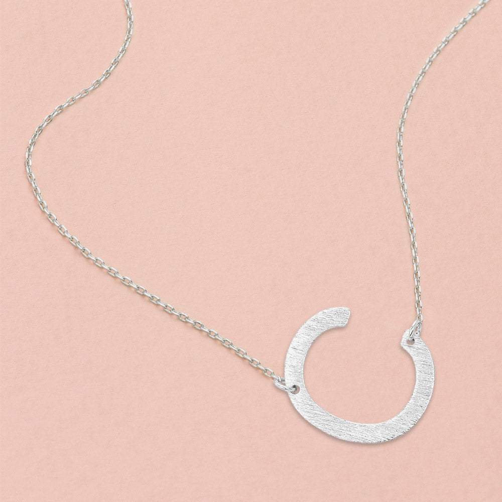 -C- White Gold Dipped Initial Monogram Pendant Necklace - Madeline Love - Flyclothing LLC