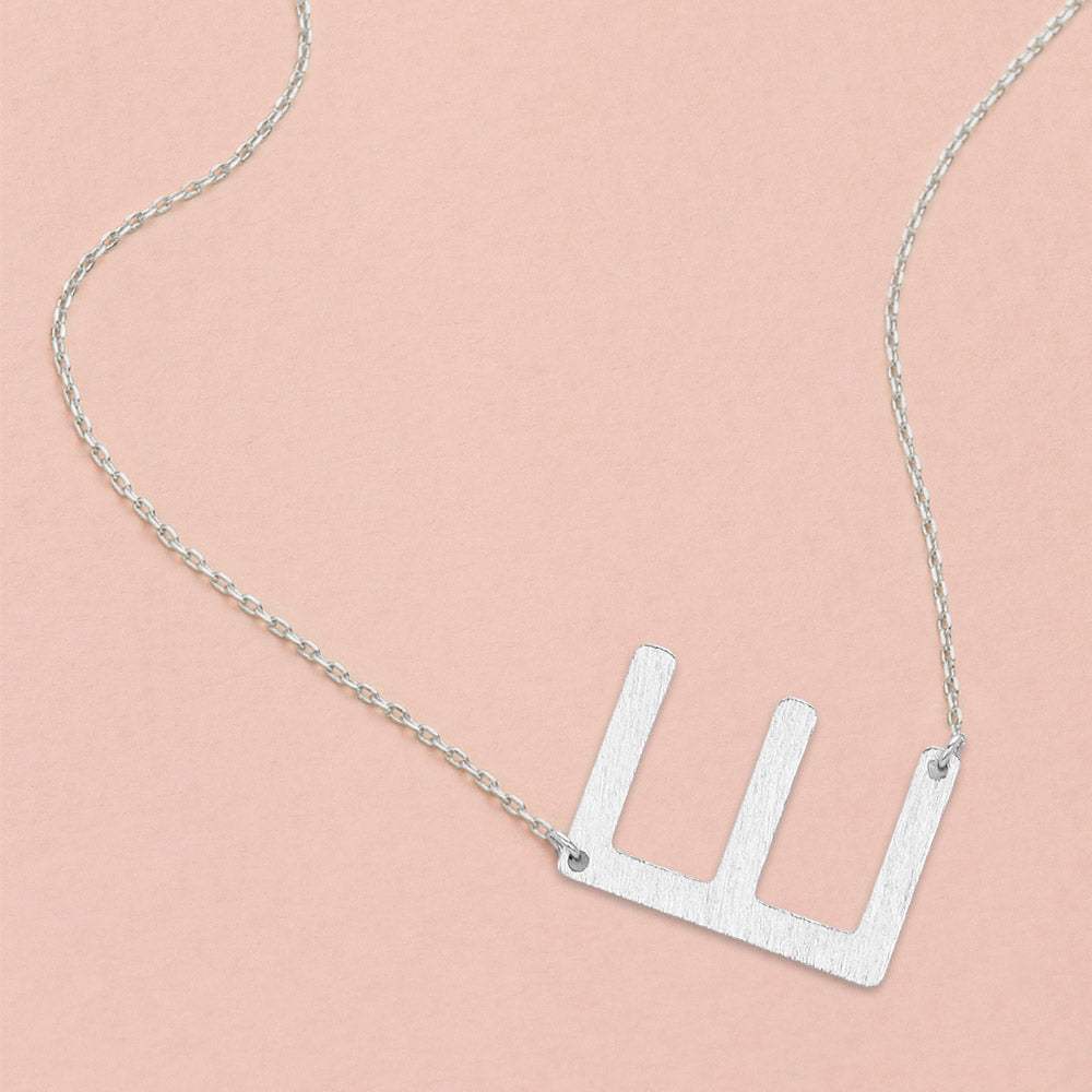 -E- White Gold Dipped Initial Monogram Pendant Necklace - Madeline Love - Flyclothing LLC