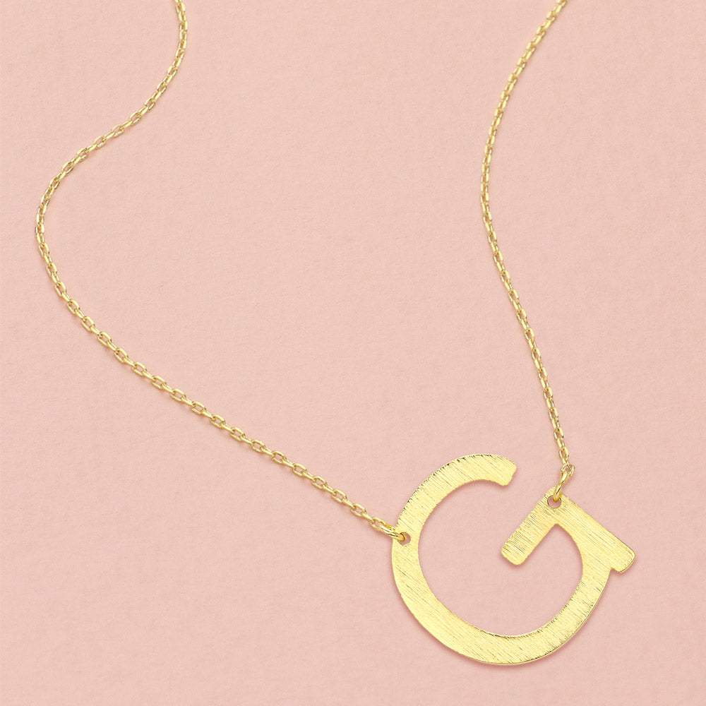 -G- Gold Dipped Initial Monogram Pendant Necklace - Madeline Love - Flyclothing LLC