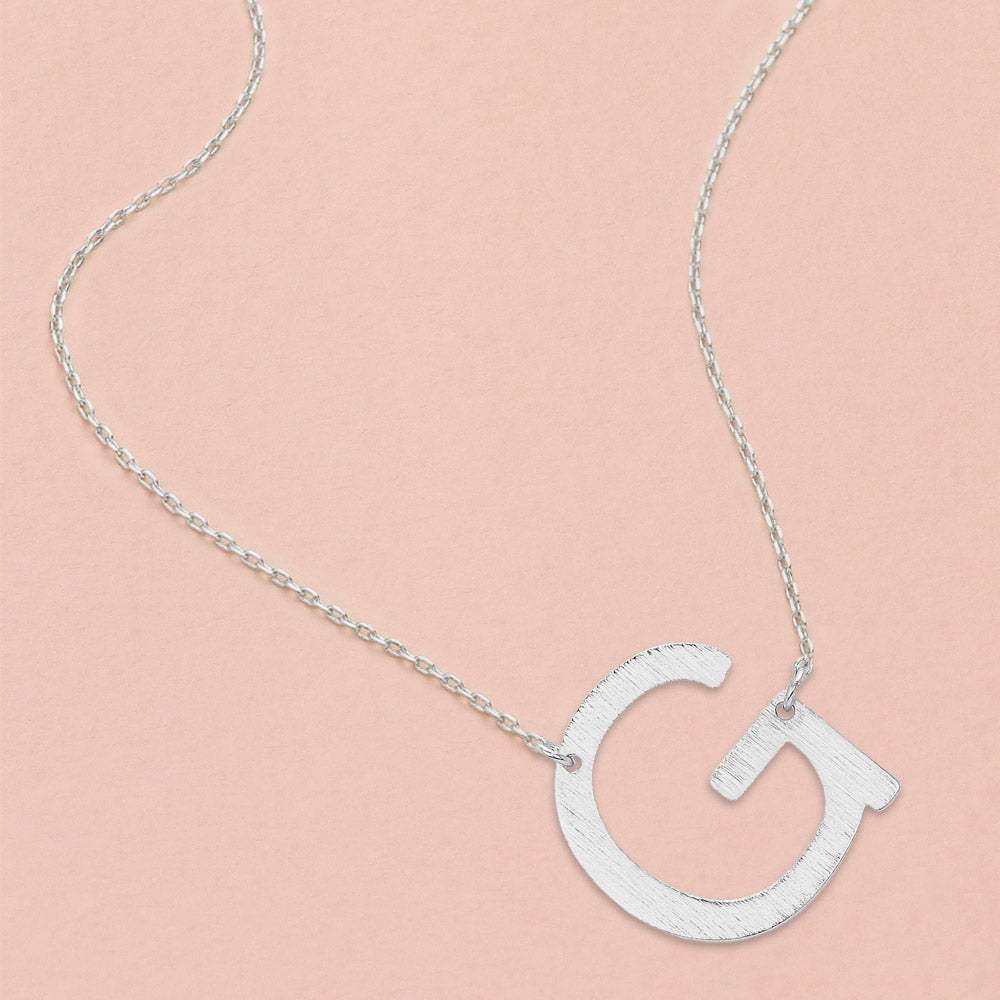 G- White Gold Dipped Initial Monogram Pendant Necklace - Madeline Love - Flyclothing LLC