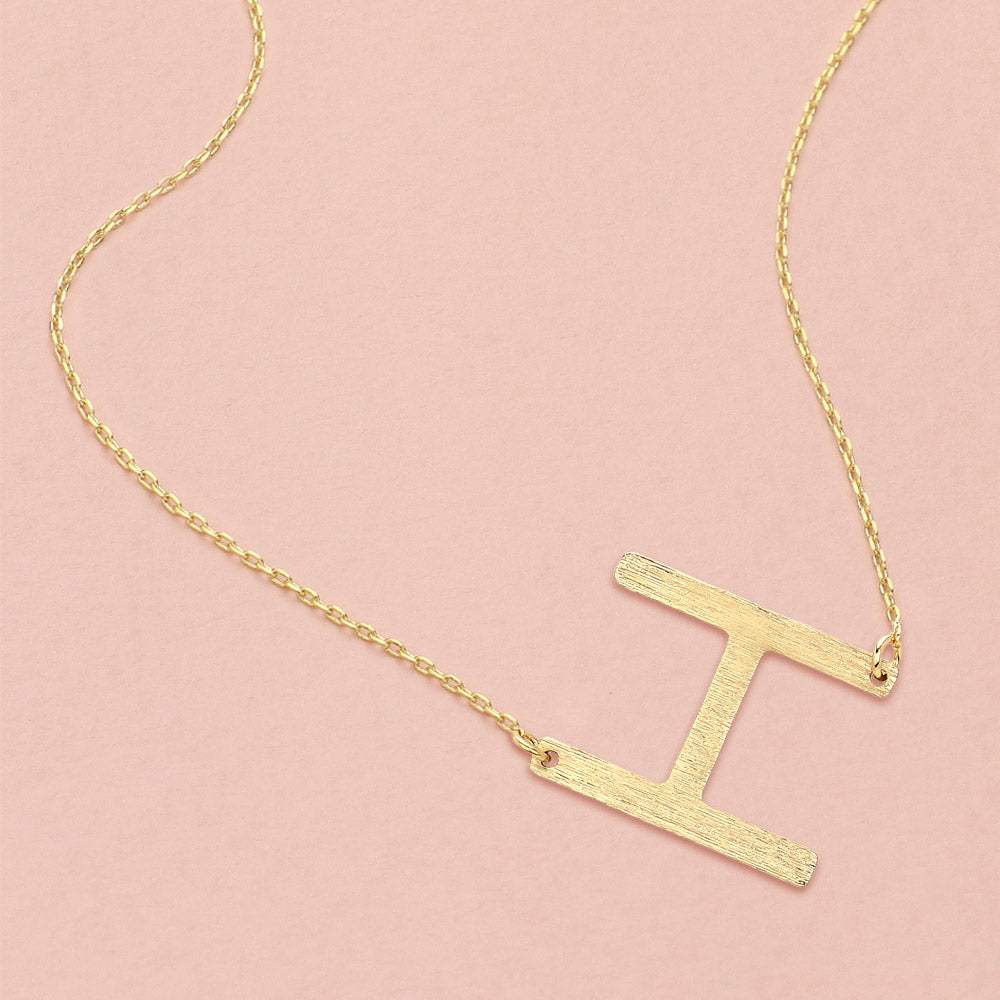 -H- Gold Dipped Initial Monogram Pendant Necklace - Madeline Love - Flyclothing LLC