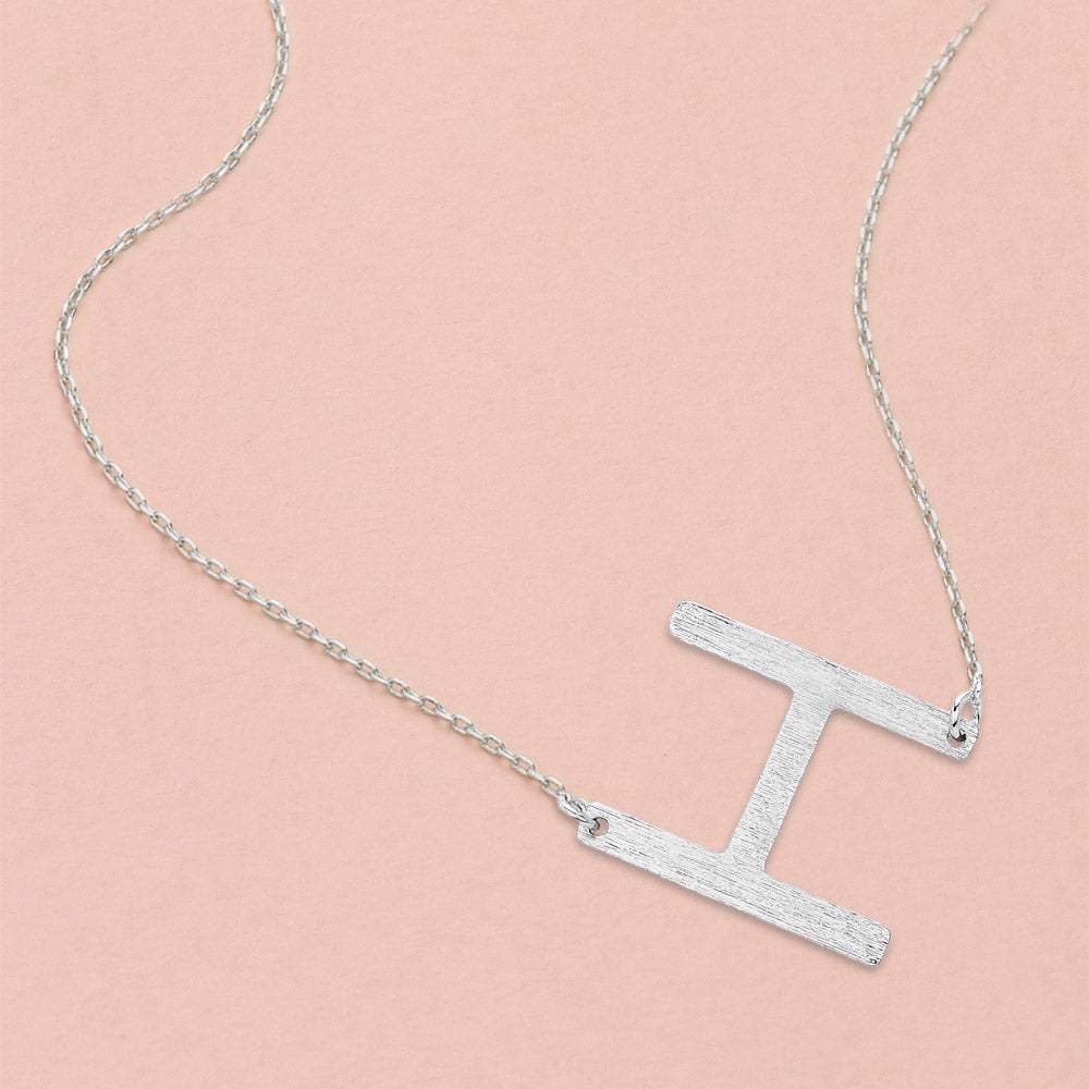 -H- White Gold Dipped Initial Monogram Pendant Necklace - Madeline Love - Flyclothing LLC