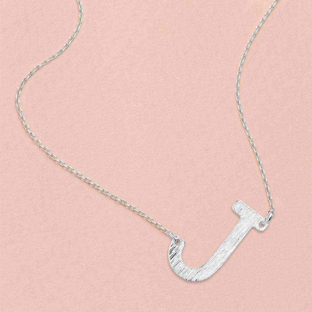 -J- White Gold Dipped Initial Monogram Pendant Necklace - Madeline Love - Flyclothing LLC