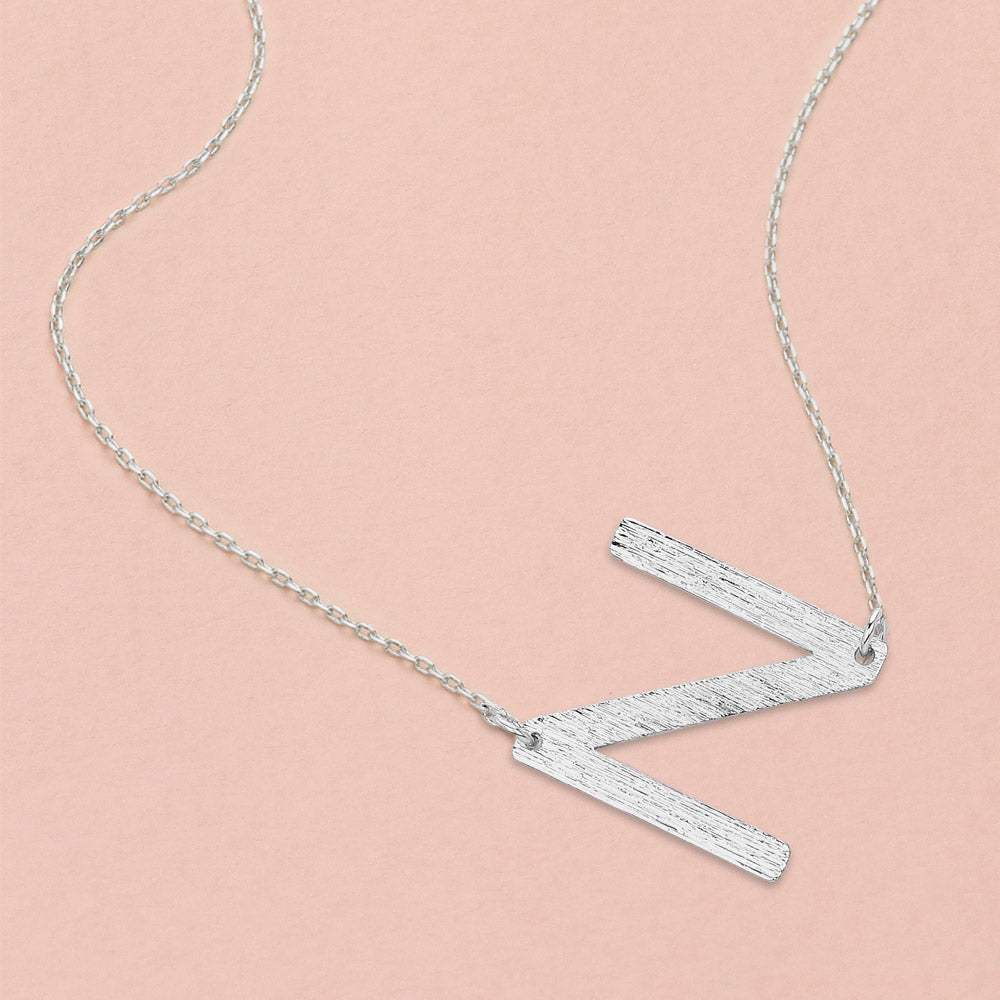 -N- White Gold Dipped Initial Monogram Pendant Necklace - Madeline Love - Flyclothing LLC