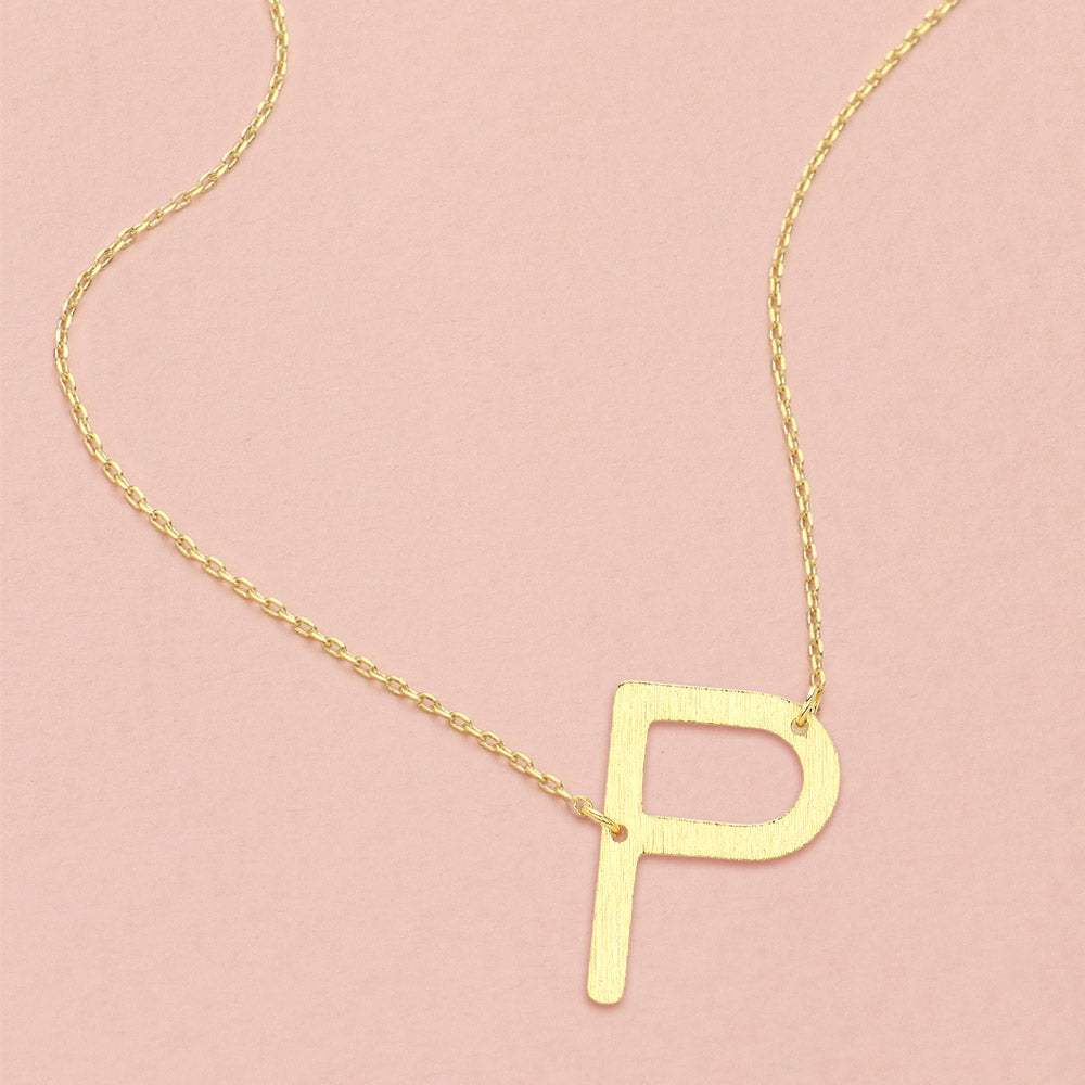 -P- Gold Dipped Initial Monogram Pendant Necklace - Madeline Love - Flyclothing LLC