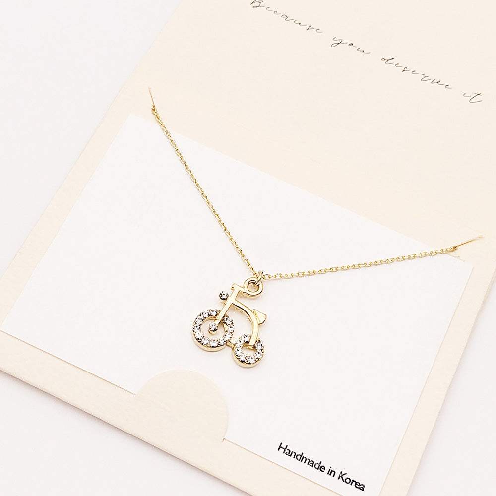 Rhinestone Embellished Bicycle Pendant Necklace - Madeline Love - Flyclothing LLC