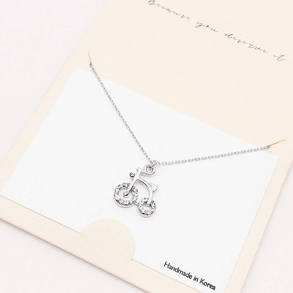 Rhinestone Embellished Bicycle Pendant Necklace - Madeline Love - Flyclothing LLC