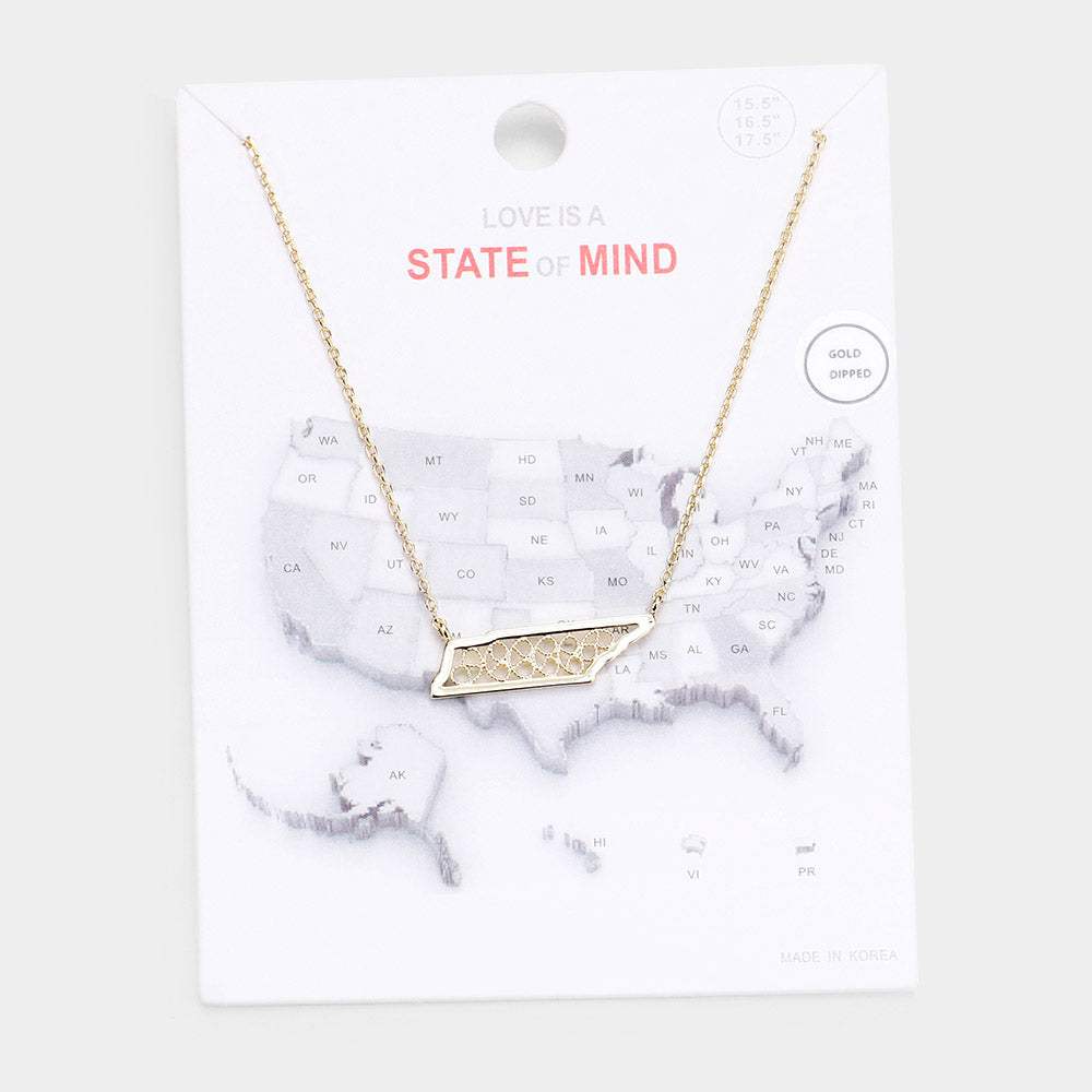 Gold Dipped Tennessee State Pendant Necklace - Madeline Love - Flyclothing LLC