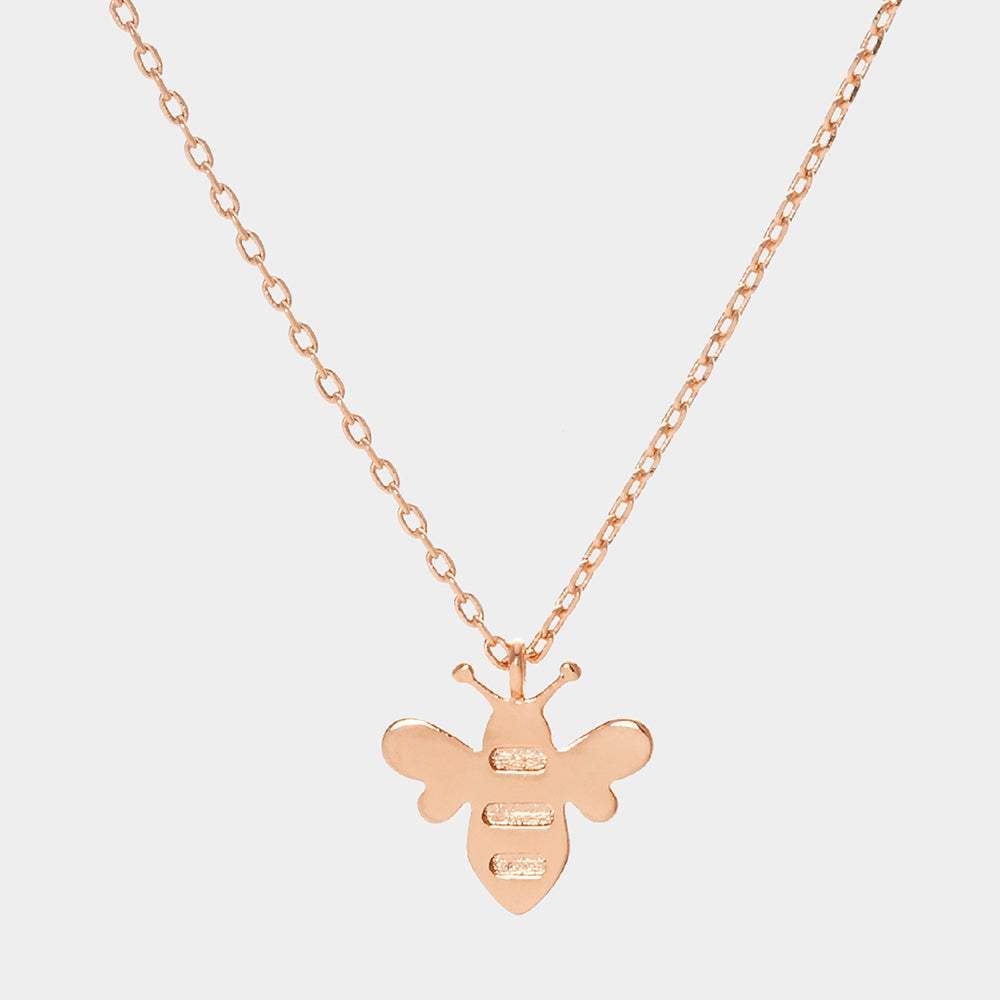Gold Dipped Metal Honey Bee Pendant Necklace - Madeline Love - Flyclothing LLC