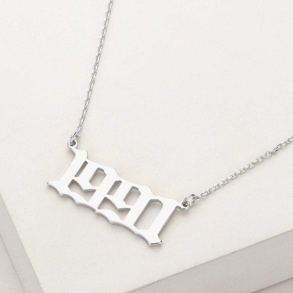 White Gold Dipped 1991 Birth Year Plate Pendant Necklace - Madeline Love - Flyclothing LLC