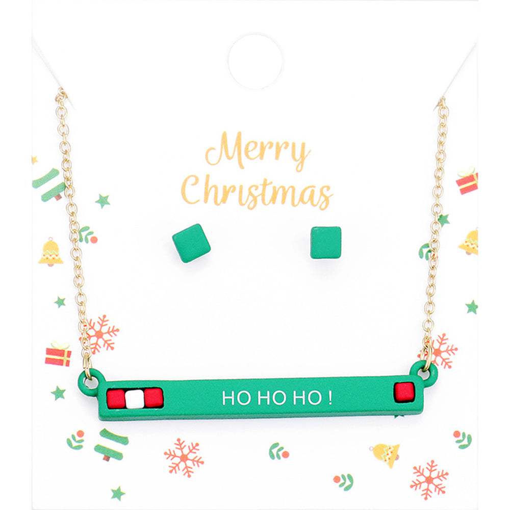 Hohoho Merry Christmas Cube Resin Pendant Necklace - Madeline Love - Flyclothing LLC