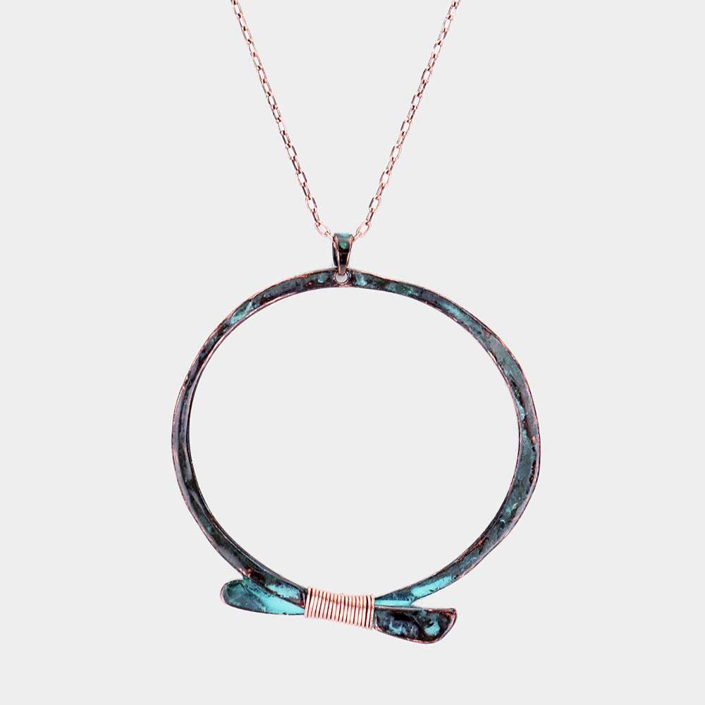 Open Circle Coil Wire Pendant Necklace - Madeline Love - Flyclothing LLC