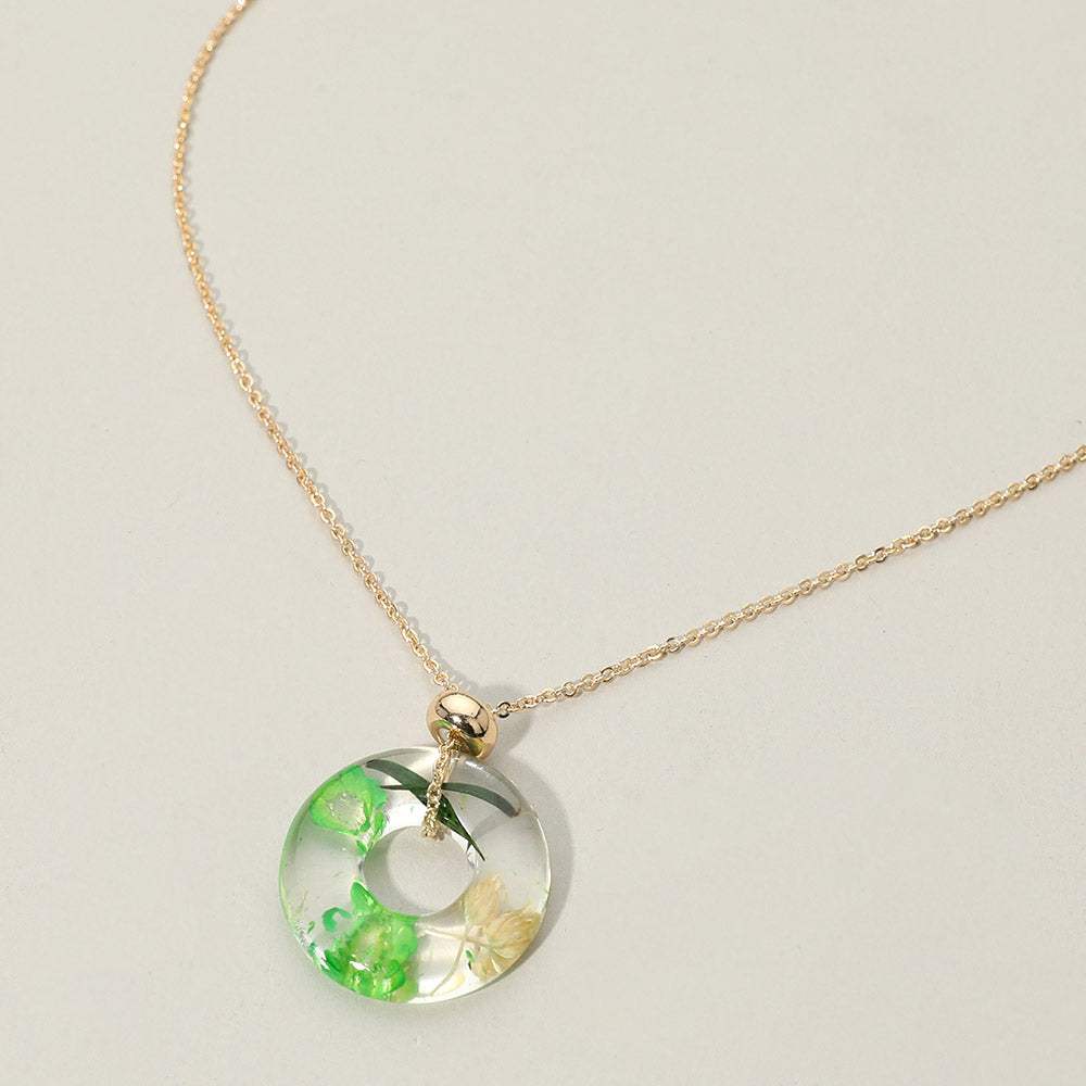 Floral Encased Botanical Ring Pendant Necklace - Madeline Love - Flyclothing LLC