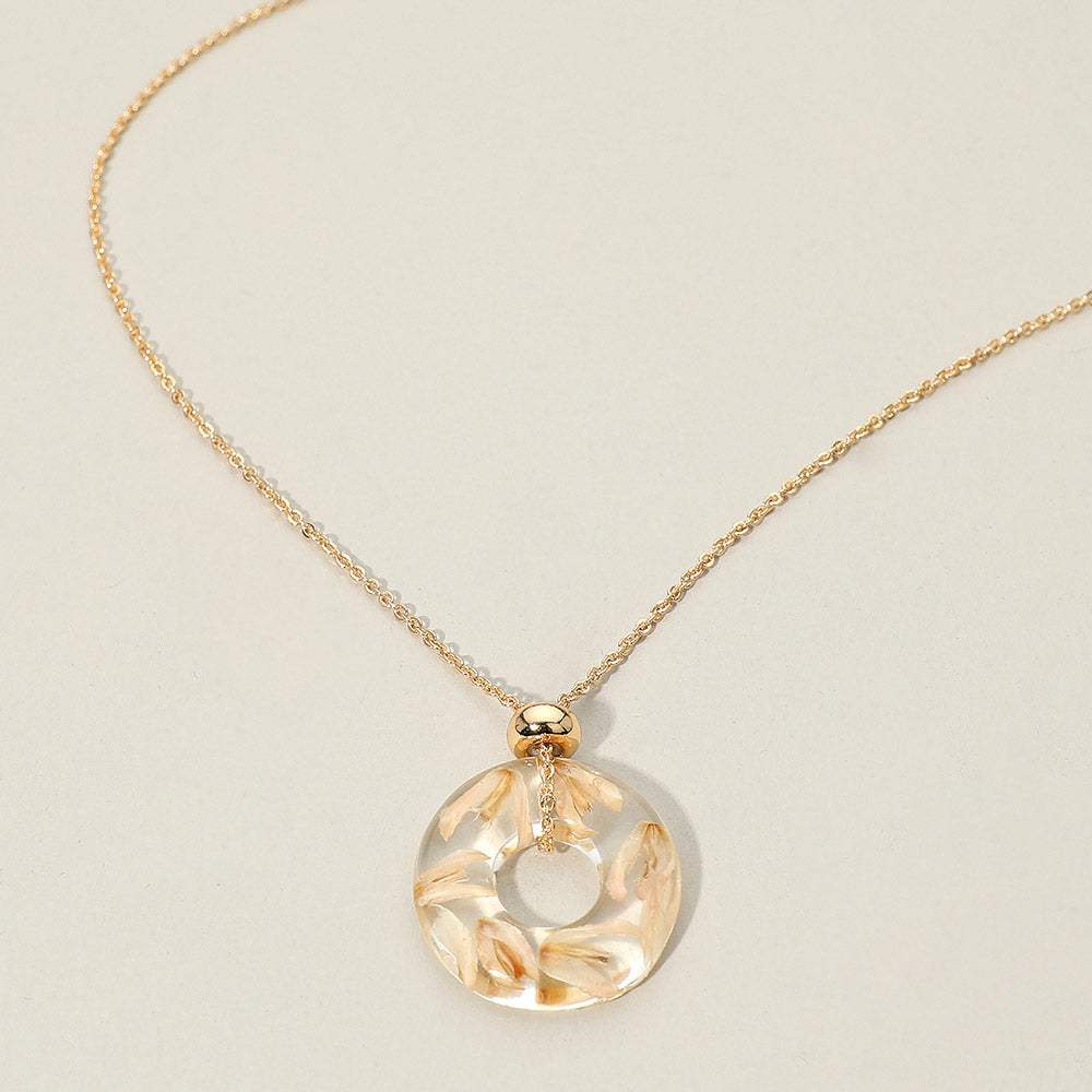 Floral Encased Botanical Ring Pendant Necklace - Madeline Love - Flyclothing LLC