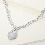 14K Gold Plated CZ Pave Heart Heart Pendant Chunky Chain Necklace - Madeline Love - Flyclothing LLC