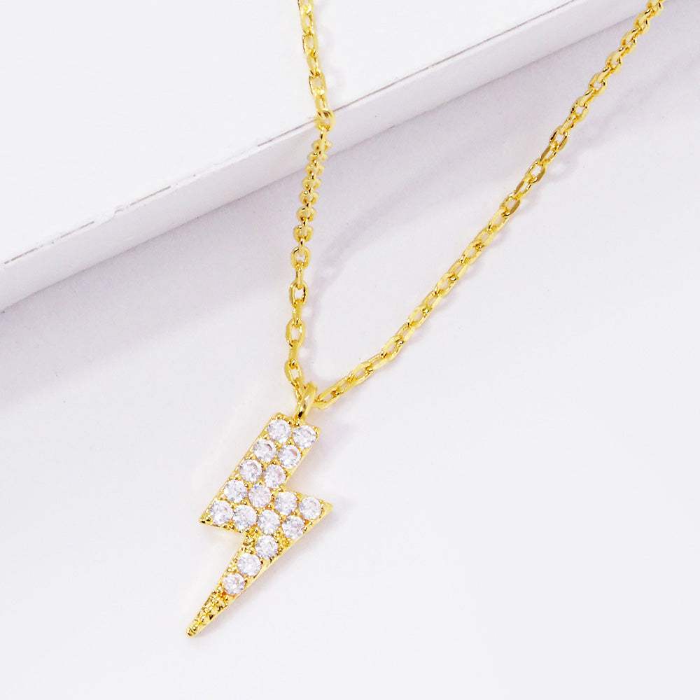 Gold Dipped CZ Lightning Pendant Necklace - Madeline Love - Flyclothing LLC