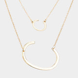 -C- Initial Monogram 2Row Strand Double Detachable Chain Necklace - Madeline Love - Flyclothing LLC