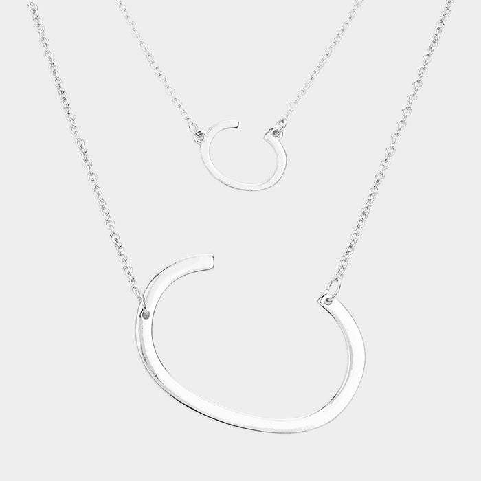 -C- Initial Monogram 2Row Strand Double Detachable Chain Necklace - Madeline Love - Flyclothing LLC