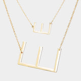 -E- Initial Monogram 2Row Strand Double Detachable Chain Necklace - Madeline Love - Flyclothing LLC