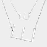 -E- Initial Monogram 2Row Strand Double Detachable Chain Necklace - Madeline Love - Flyclothing LLC