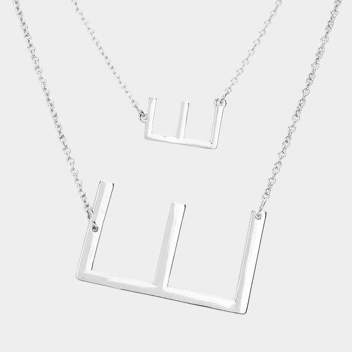 -E- Initial Monogram 2Row Strand Double Detachable Chain Necklace - Madeline Love - Flyclothing LLC