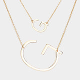 -G- Initial Monogram 2Row Strand Double Detachable Chain Necklace - Madeline Love - Flyclothing LLC