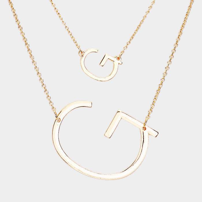 -G- Initial Monogram 2Row Strand Double Detachable Chain Necklace - Madeline Love - Flyclothing LLC