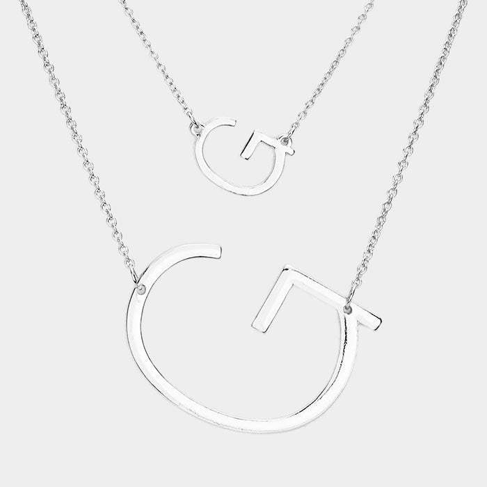 -G- Initial Monogram 2Row Strand Double Detachable Chain Necklace - Madeline Love - Flyclothing LLC
