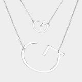 -G- Initial Monogram 2Row Strand Double Detachable Chain Necklace - Madeline Love - Flyclothing LLC