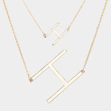 -H- Initial Monogram 2Row Strand Double Detachable Chain Necklace - Madeline Love - Flyclothing LLC