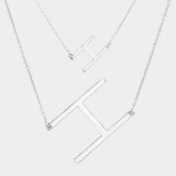 -H- Initial Monogram 2Row Strand Double Detachable Chain Necklace - Madeline Love - Flyclothing LLC