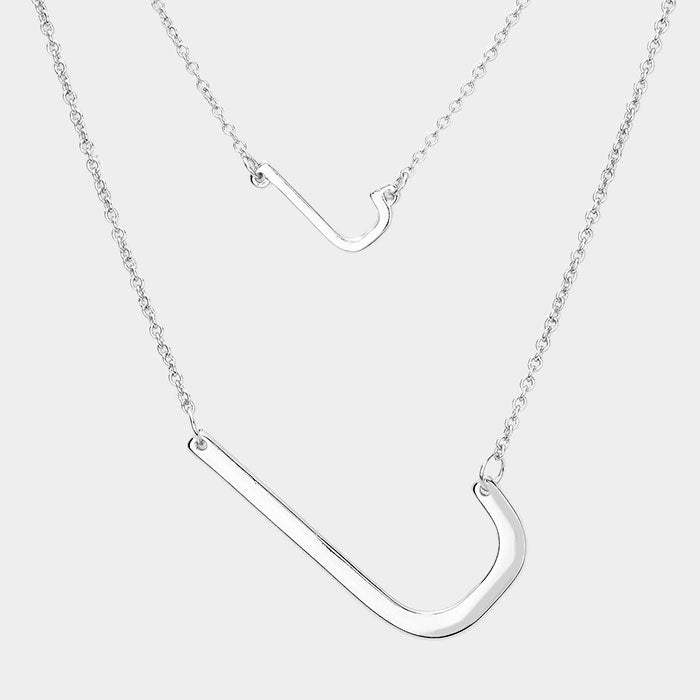 -J- Initial Monogram 2Row Strand Double Detachable Chain Necklace - Madeline Love - Flyclothing LLC