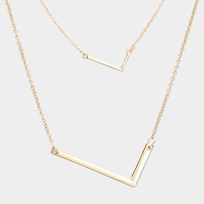 -L- Initial Monogram 2Row Strand Double Detachable Chain Necklace - Madeline Love - Flyclothing LLC